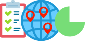 Illustration of a globe representing the countries taking part in the survey