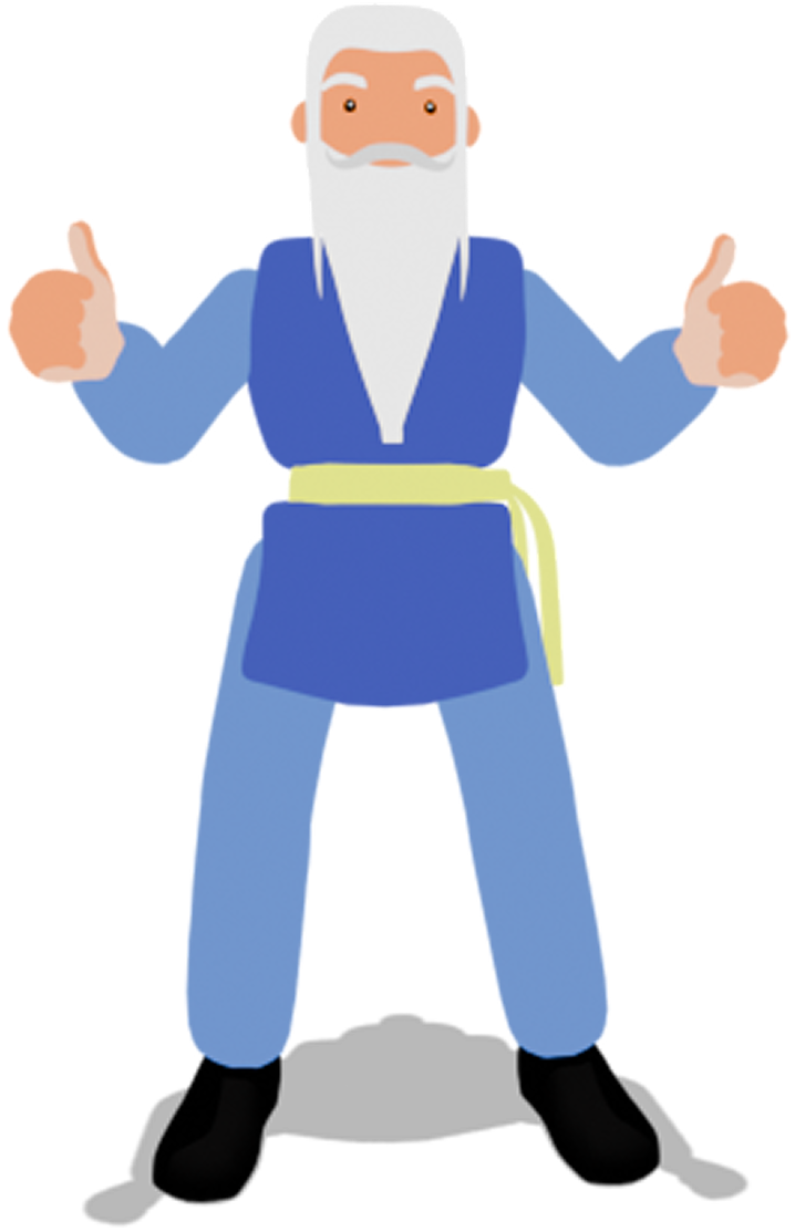 The Adrosaga guide giving a double thumbs up.