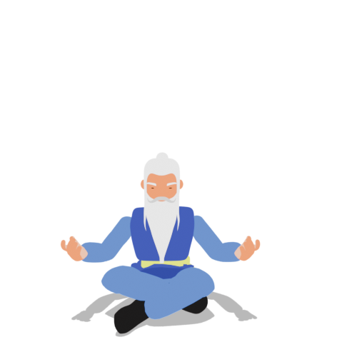 The Adrosaga guide seated cross-legged beside the Book a Demo button.